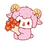 粉色小羊捧花超可爱