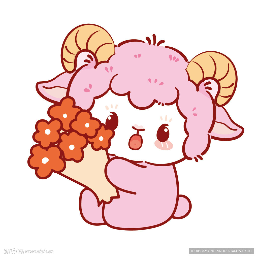 粉色小羊捧花超可爱