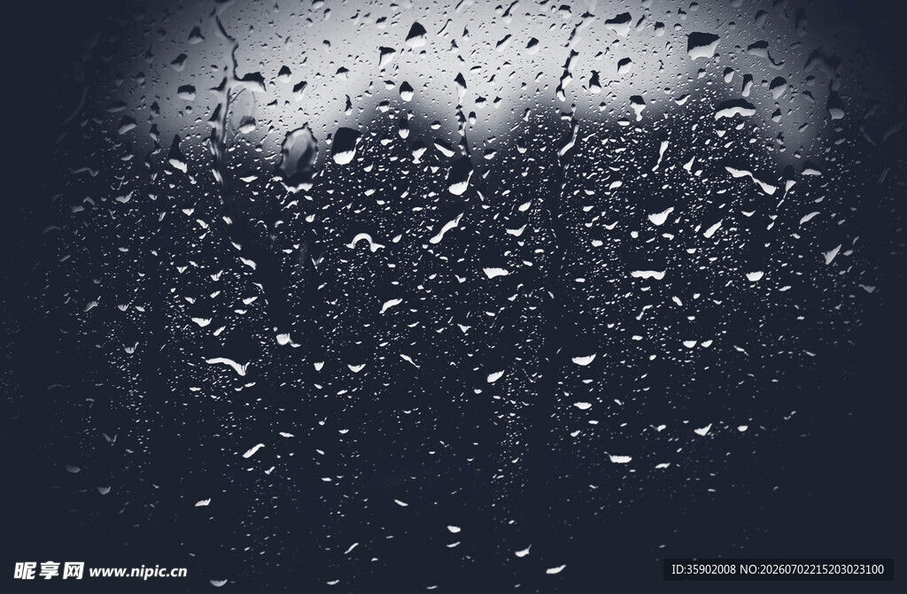 玻璃上的晶莹雨滴