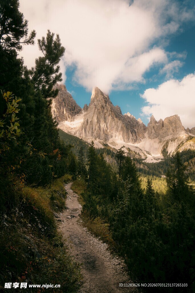 山间小径旁的壮丽山景