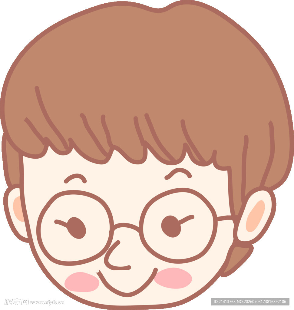 戴眼镜的可爱卡通男孩