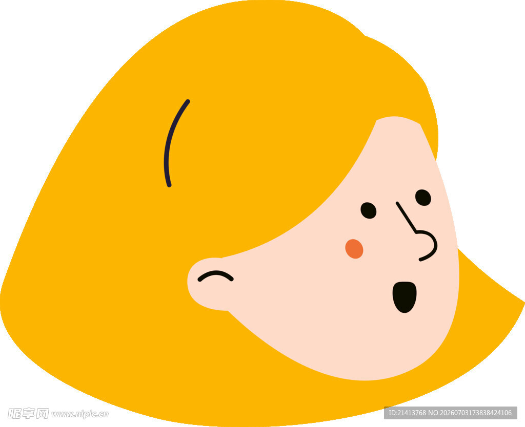 黄色短发女孩惊讶表情