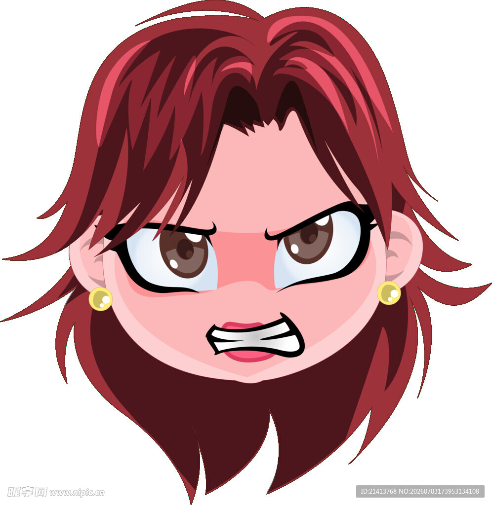 愤怒红发女孩头像