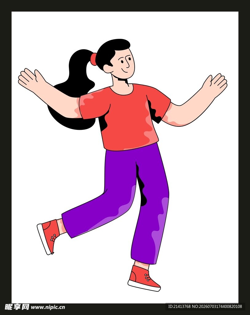 活力女孩欢快跳跃