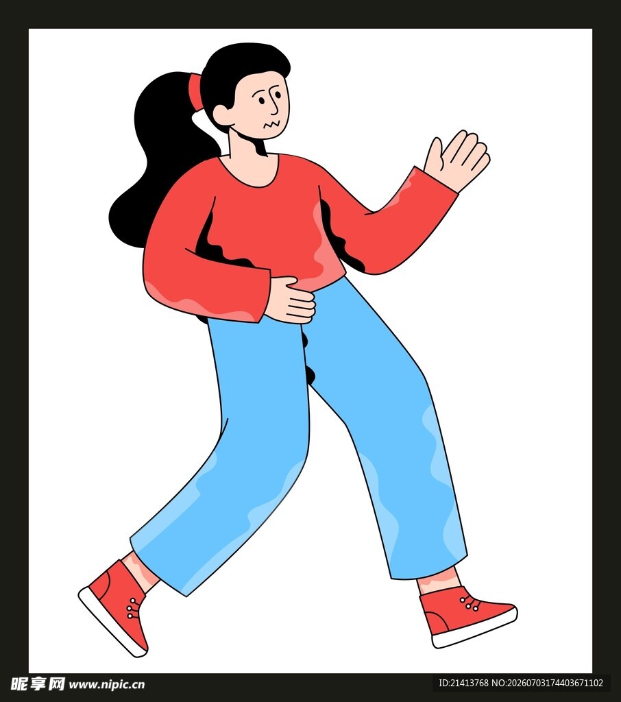 活力女孩欢快迈步