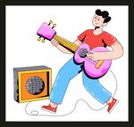 男子弹奏紫色电吉他