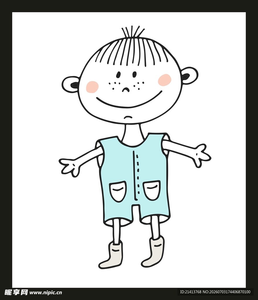 可爱卡通小孩张开双臂