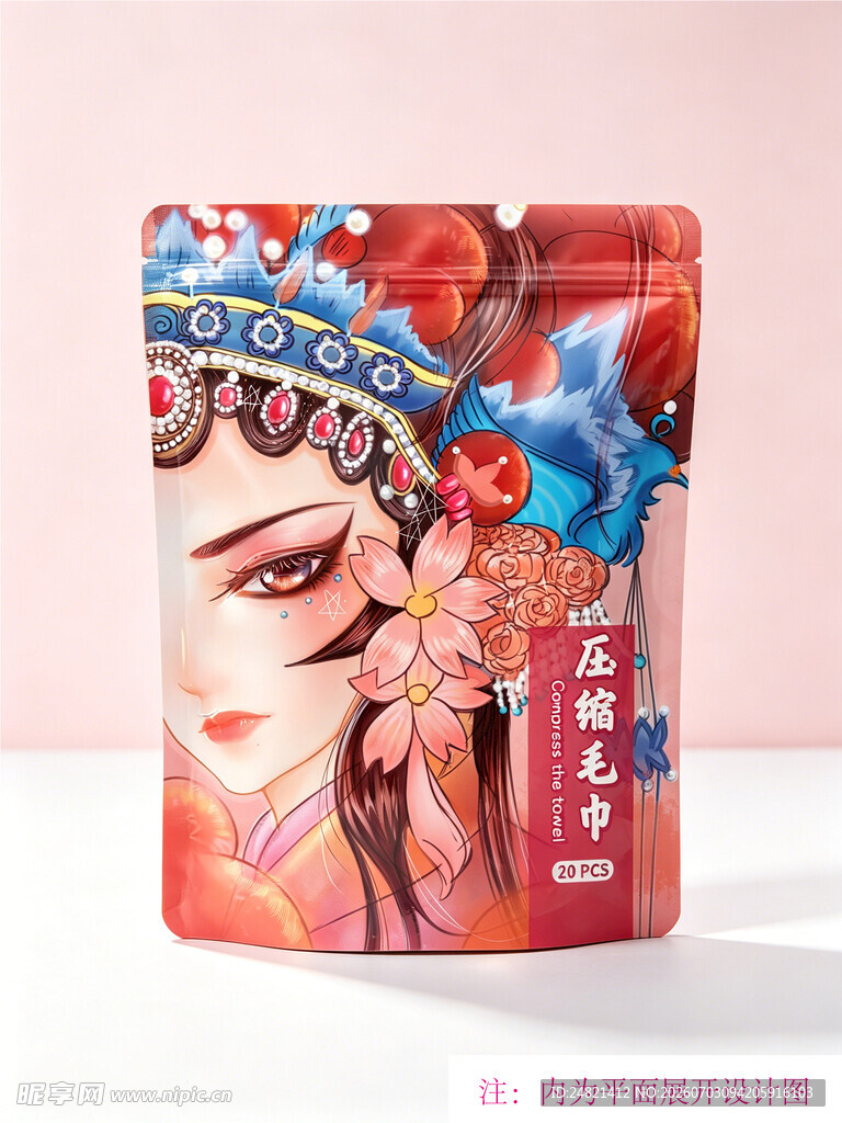 京剧风国潮压缩毛巾包装设计