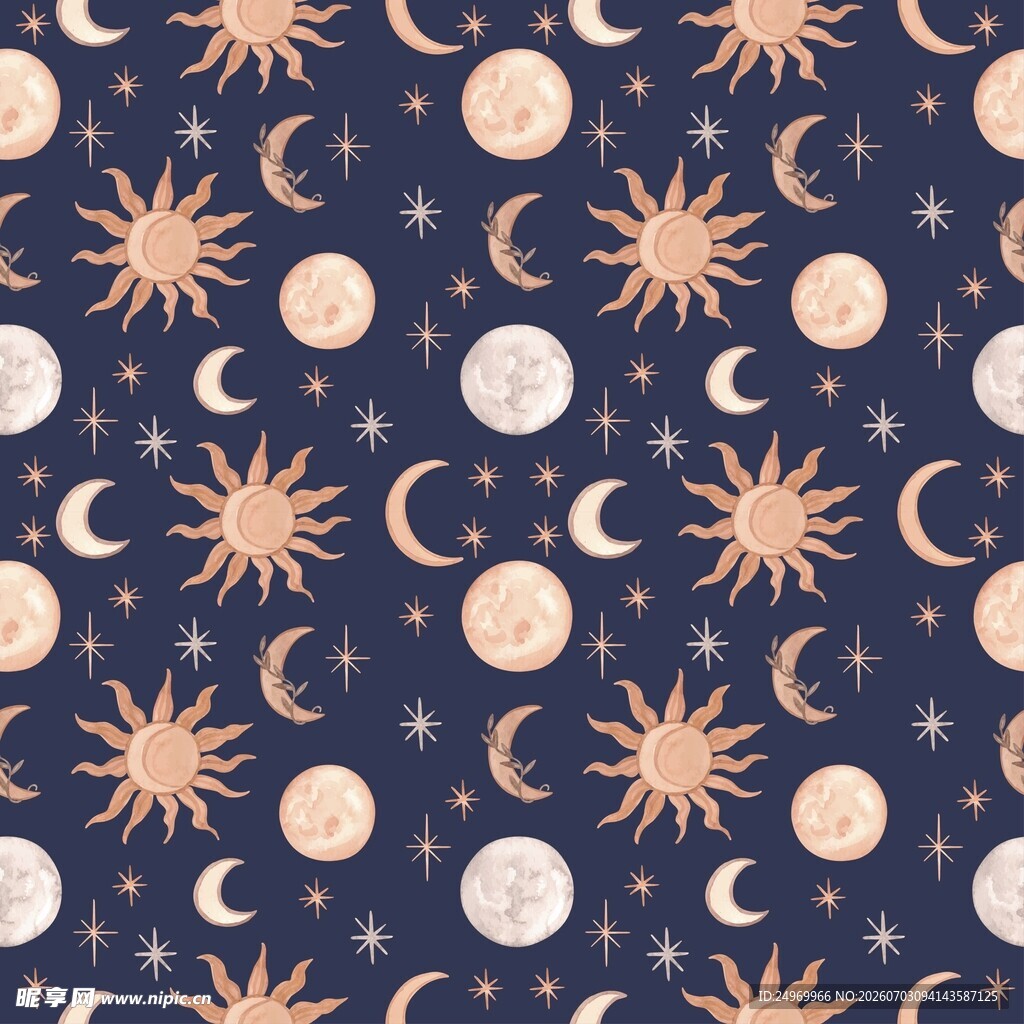 日月星辰图案的梦幻背景