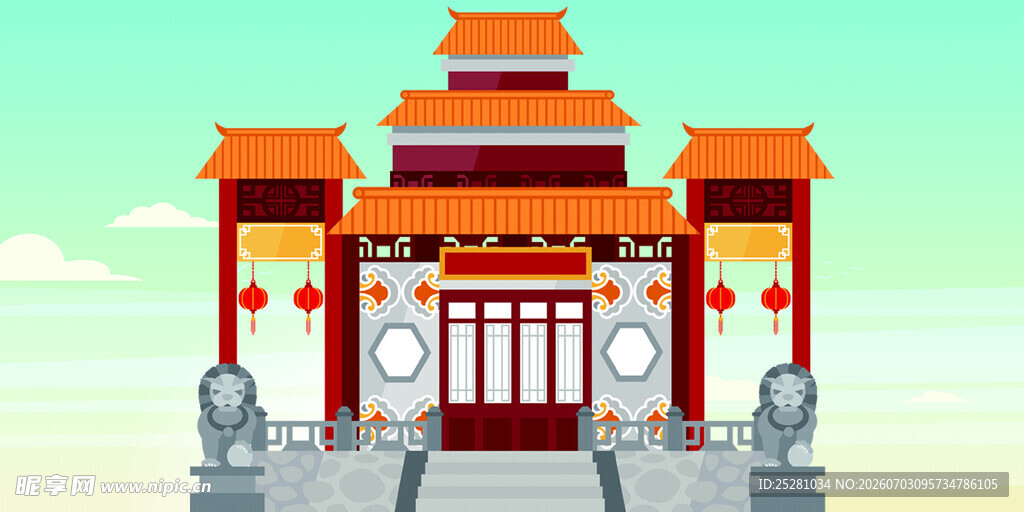 中式传统建筑大门