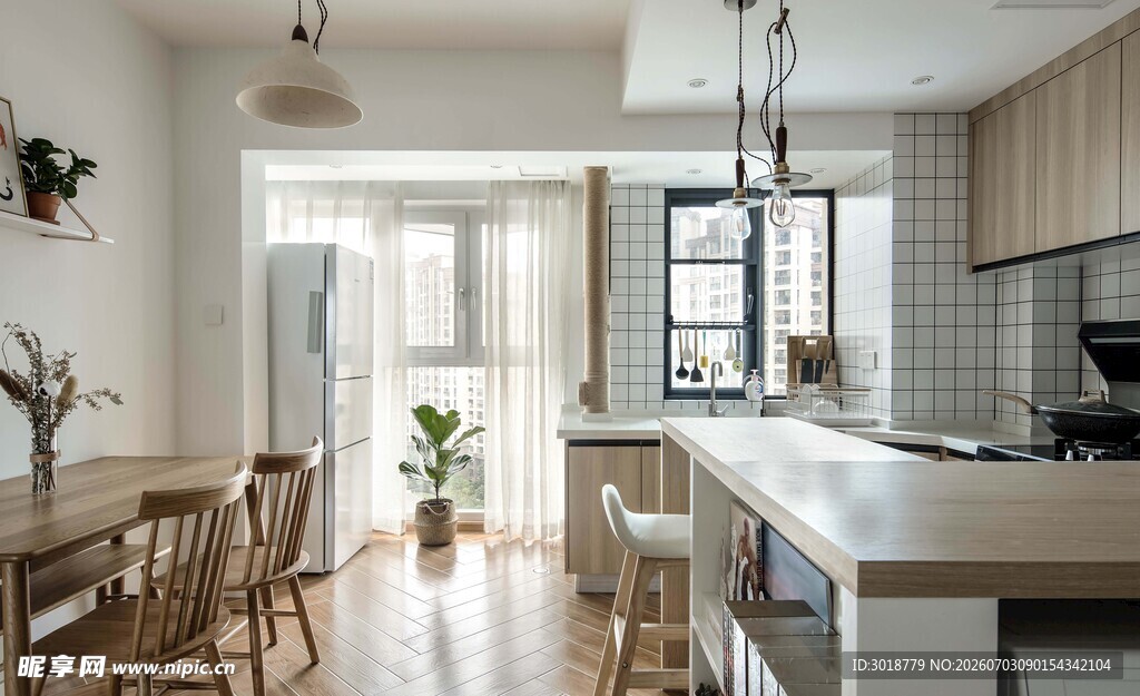 现代简约风开放式厨房餐厅