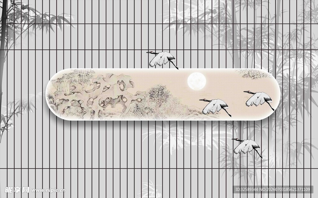 中式古风长条装饰画图案