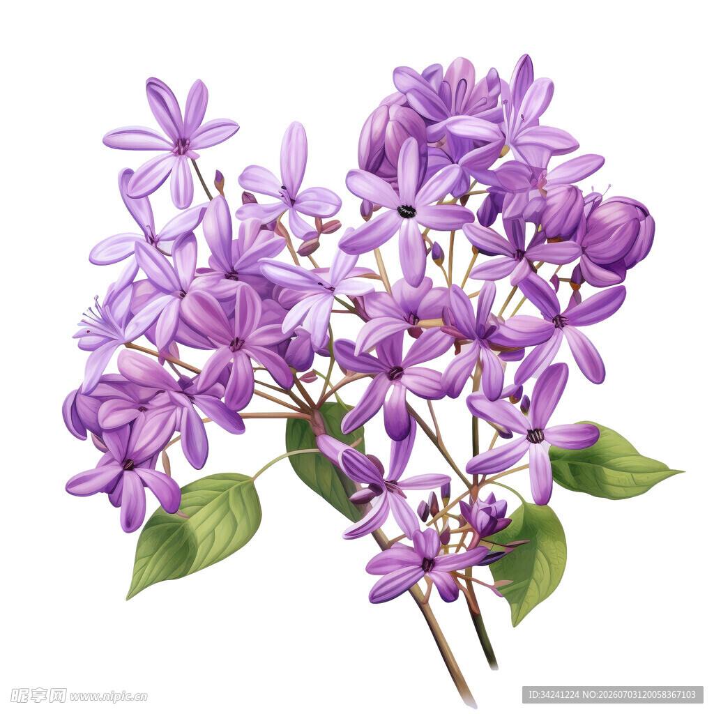 紫色丁香花插画