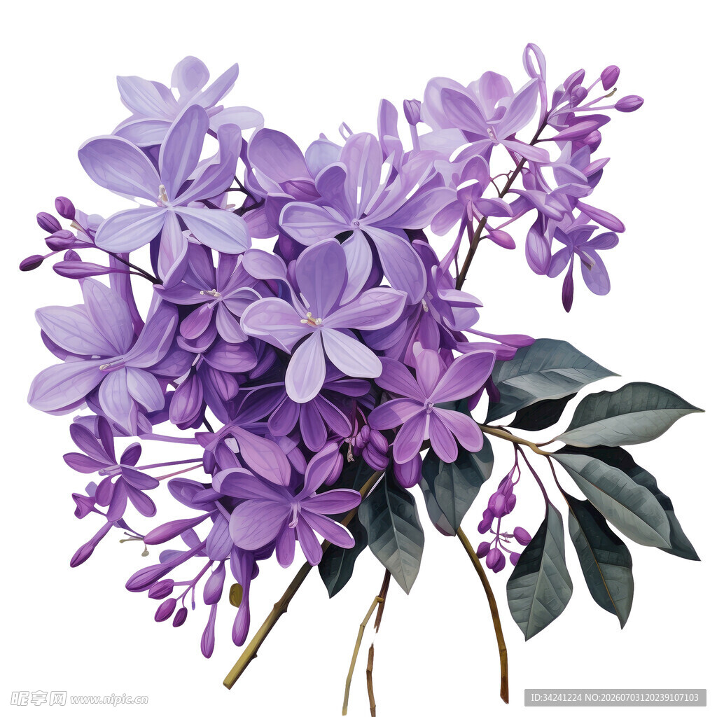 紫色丁香花插画