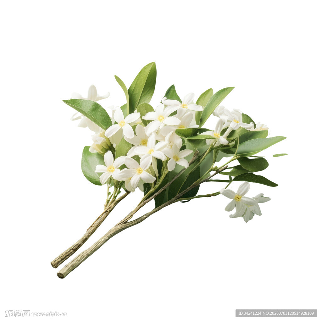 清新白色茉莉花枝