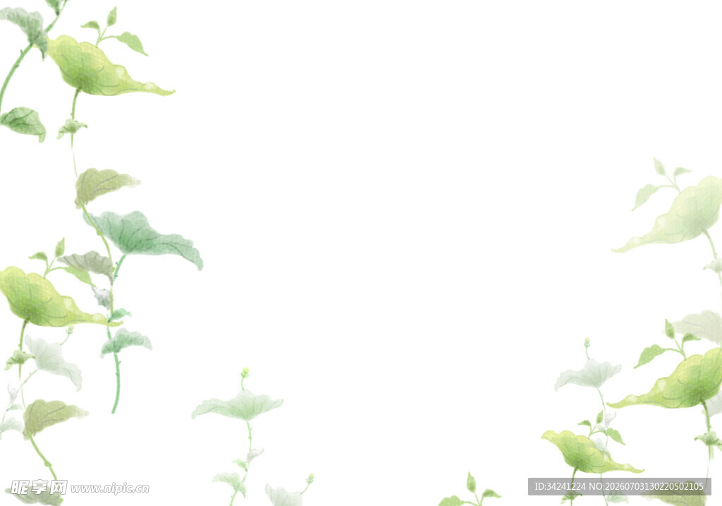 清新绿植边框装饰图