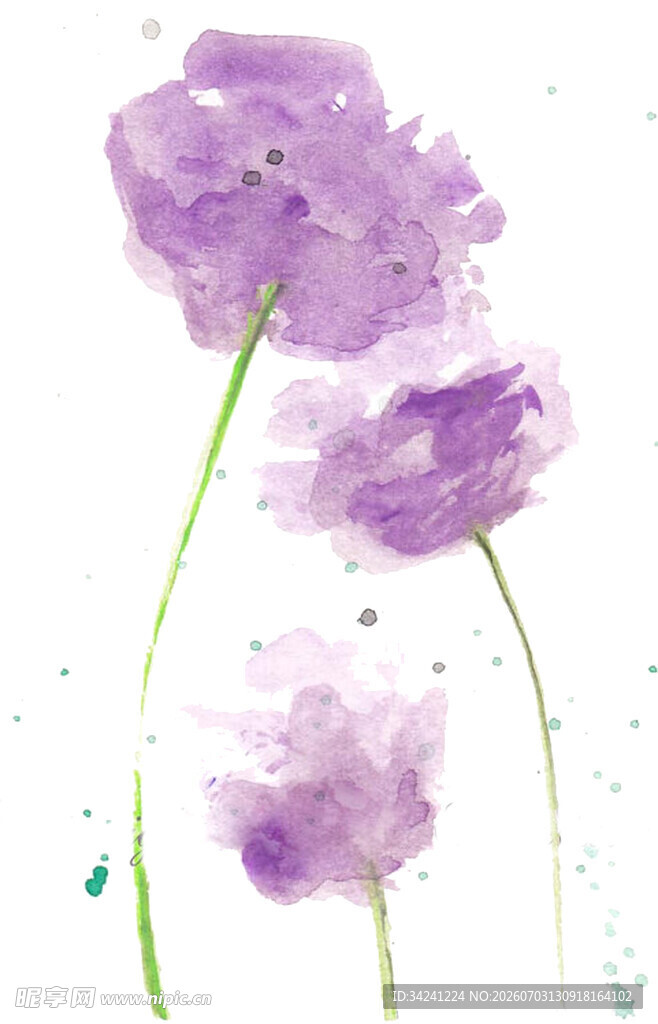 紫色水彩风花卉插画