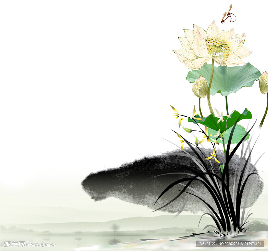 水墨荷花图