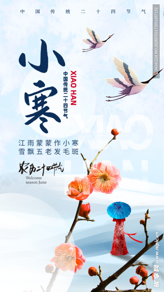 小寒时节景双童赏春枝花