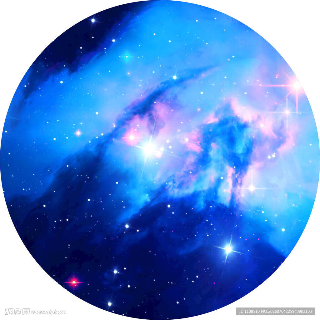 梦幻蓝色星空圆形图案
