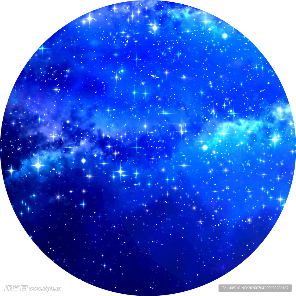 梦幻蓝色星空圆形背景图