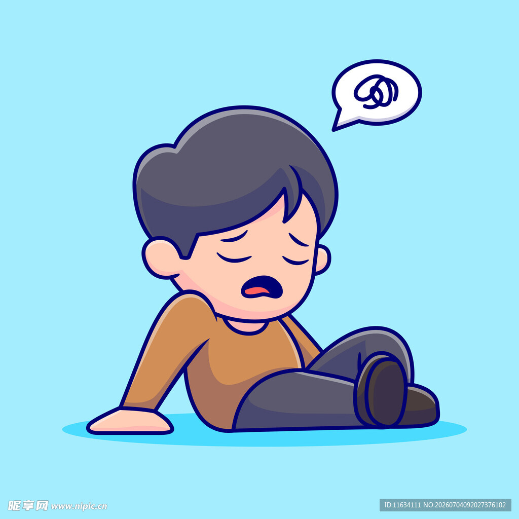 摔倒男孩表情痛苦