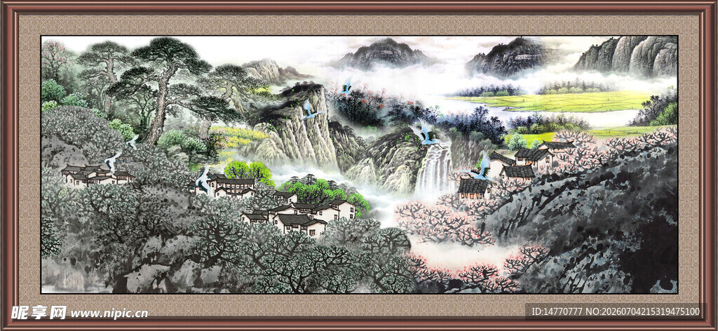 中式山水墨画风景图