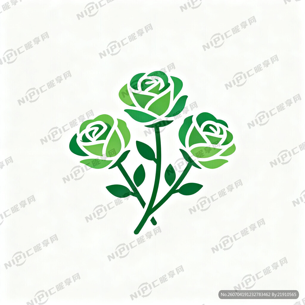 生成三朵绿色的玫瑰花作为log