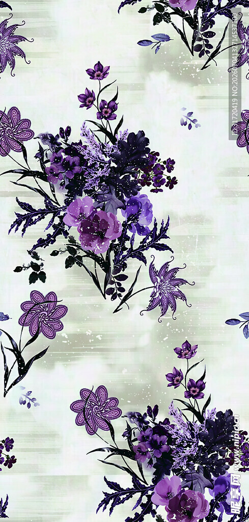 紫色花卉图案布料
