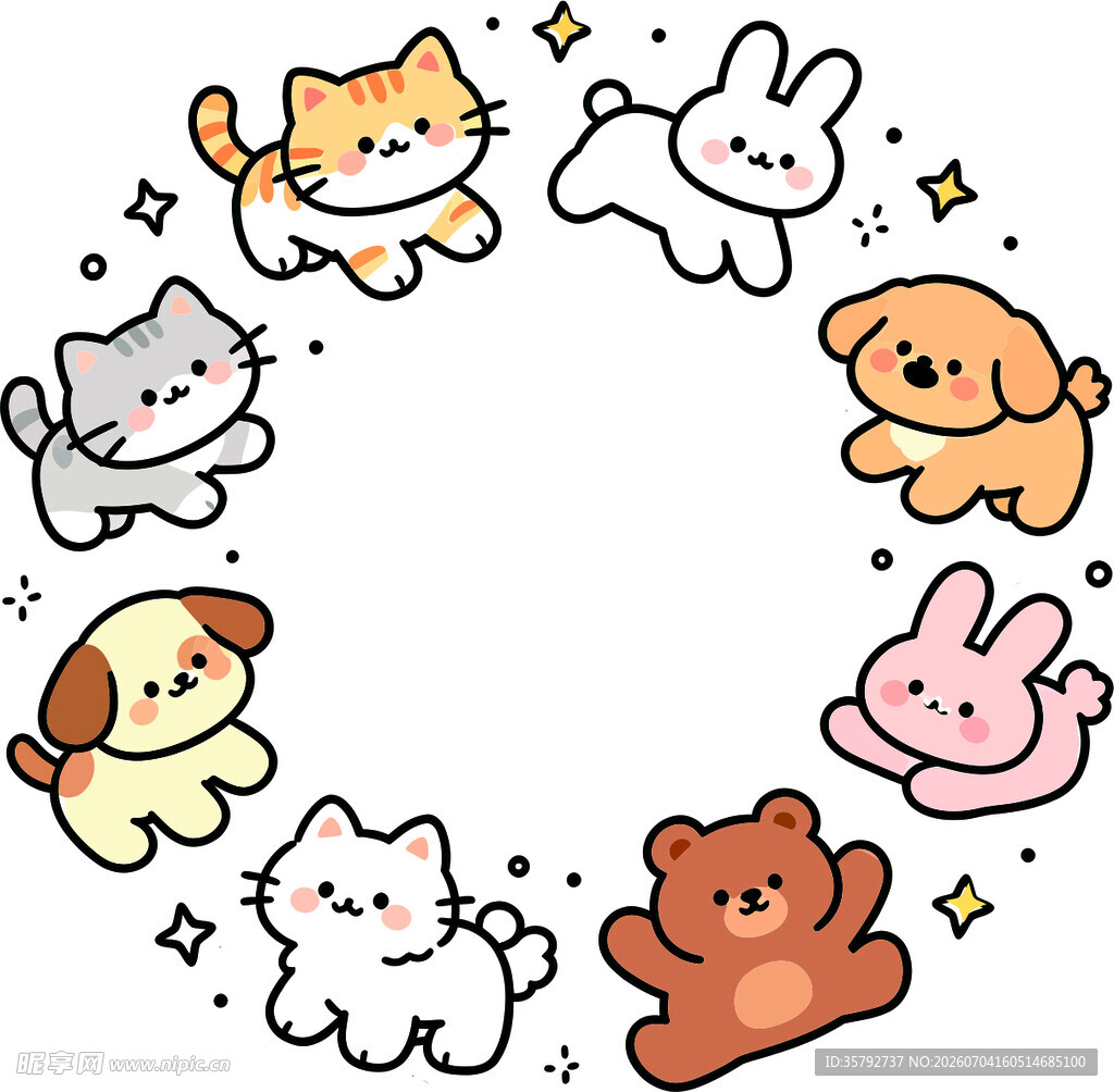 可爱萌宠环绕图
