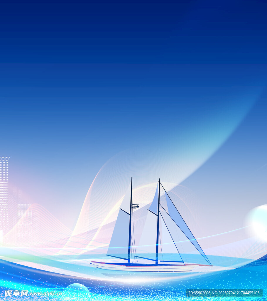 海上双帆船梦幻风景