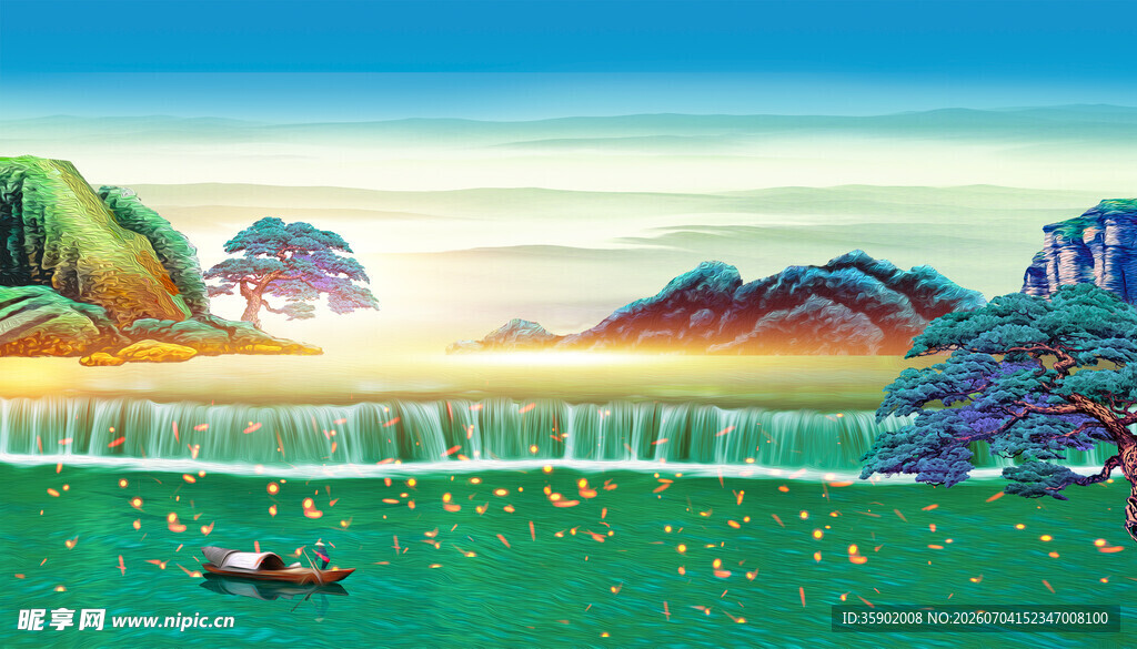田园山水风光图