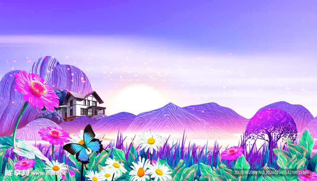 梦幻花卉山谷美景