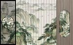 中式屏风山水花鸟图案