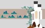 中式山水建筑装饰画
