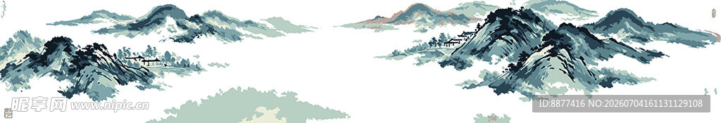国画山水矢量图