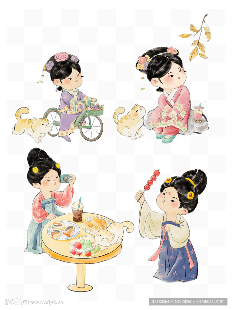 古风少女日常趣味场景