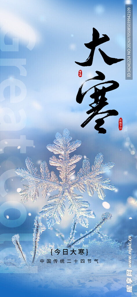 大寒节气唯美插画场景