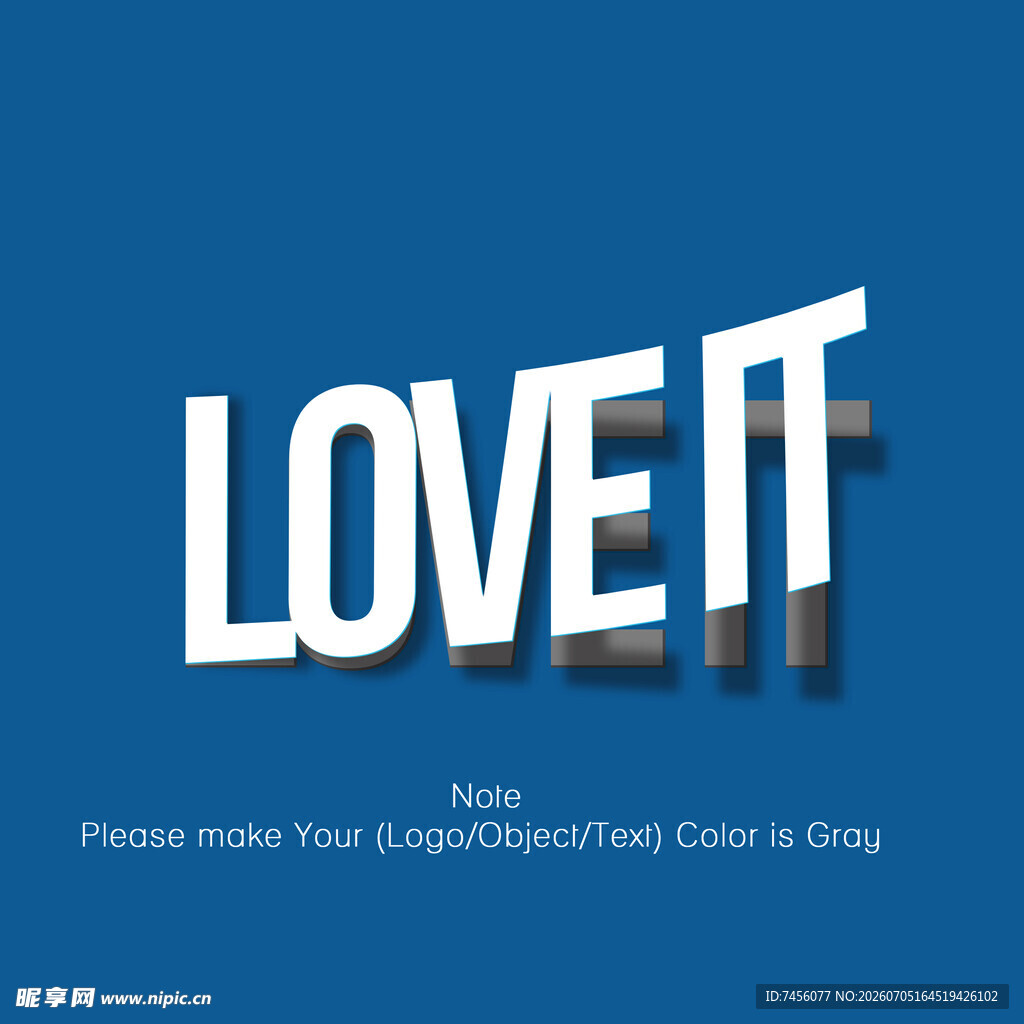 蓝色背景LOVE IT标语
