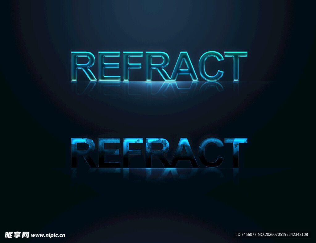 蓝色发光的REFRACT字样