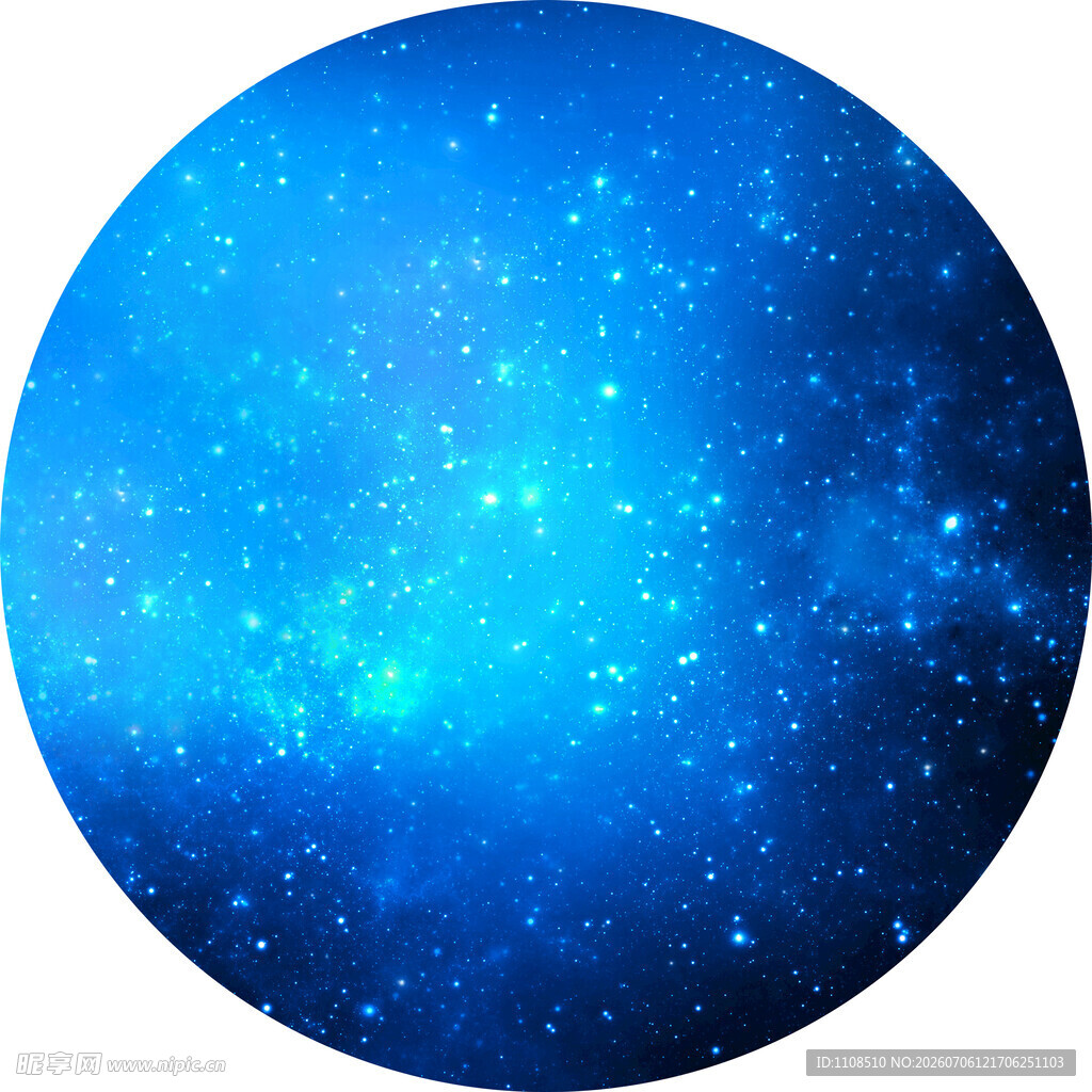 蓝色梦幻星空圆形背景图