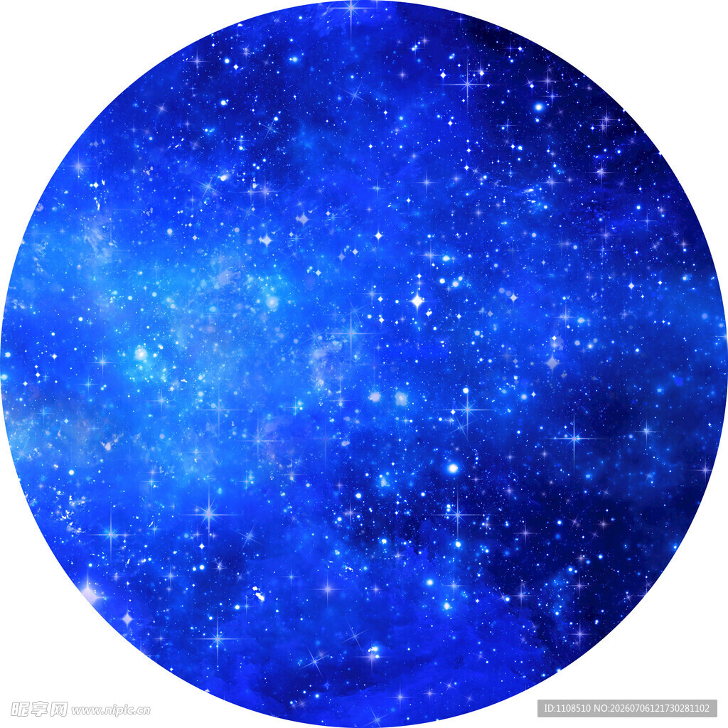 蓝色梦幻星空圆形图案