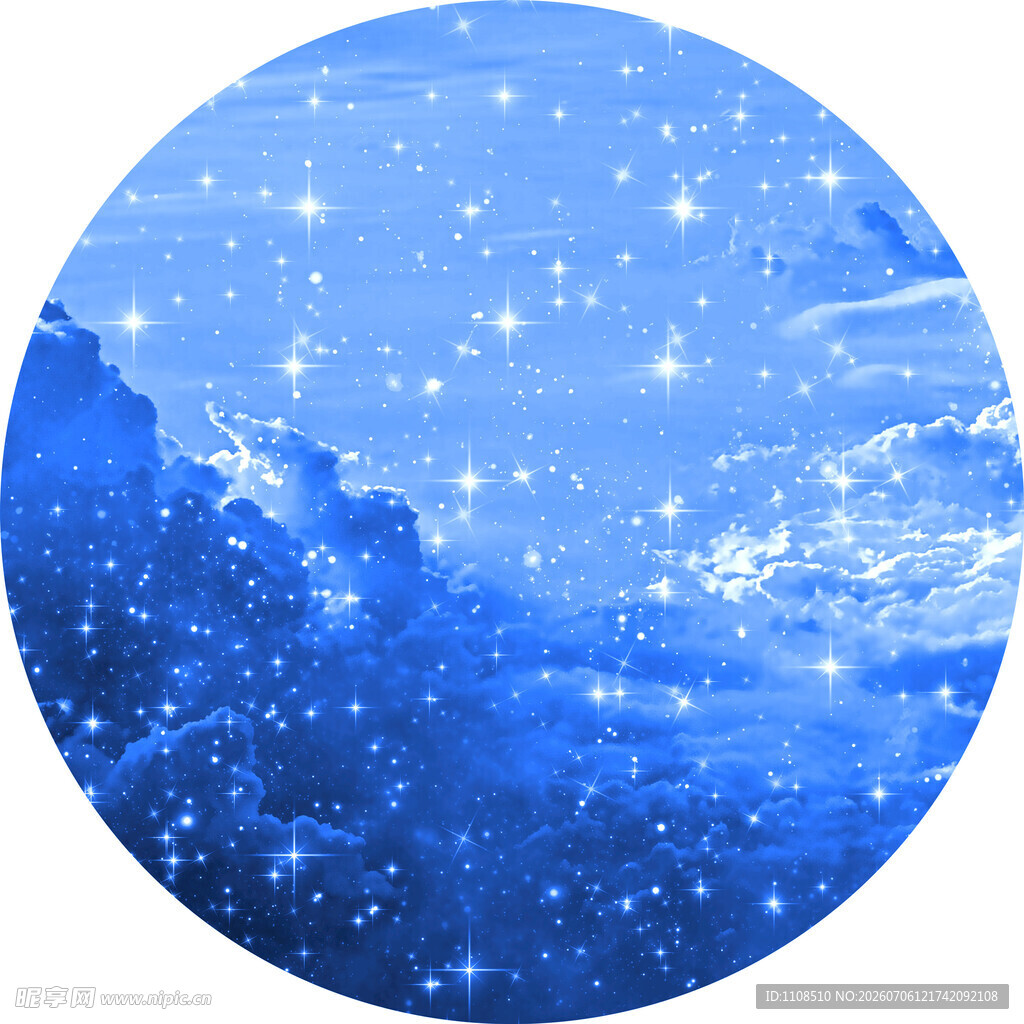 梦幻蓝色星空雪景图