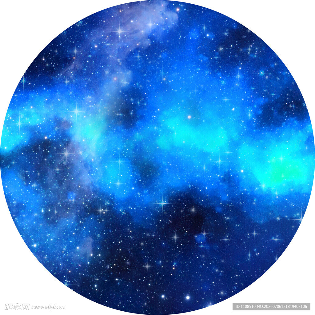 梦幻蓝色星空圆形背景图