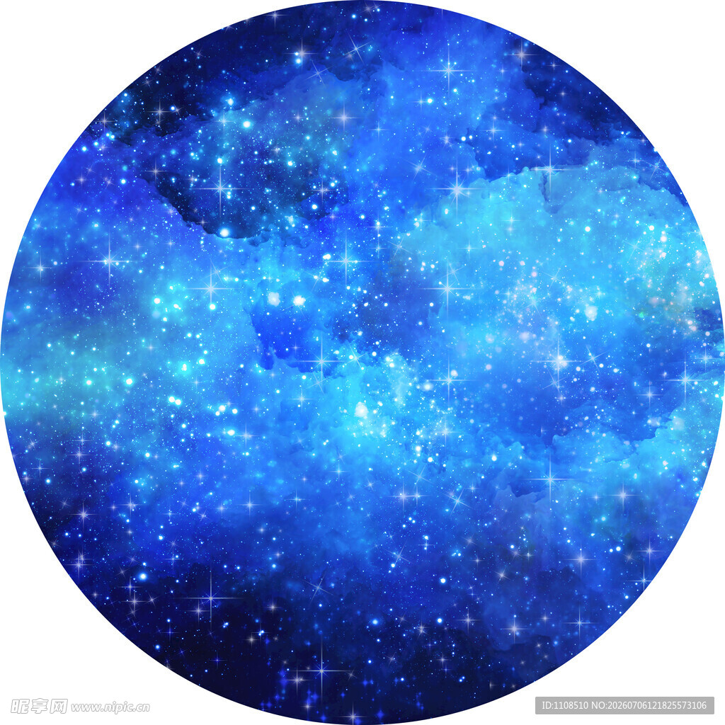 梦幻蓝色星空圆形背景图