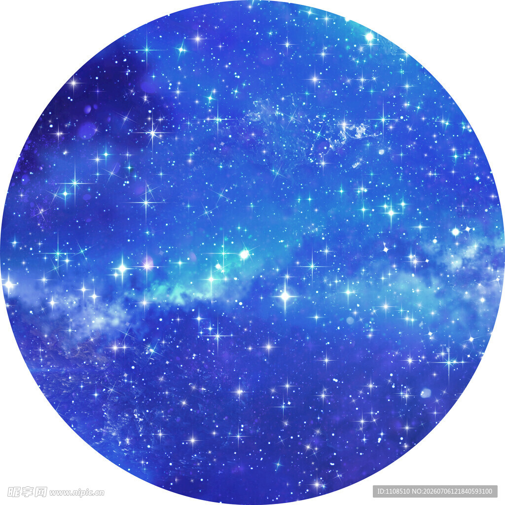 梦幻蓝色星空圆形背景图