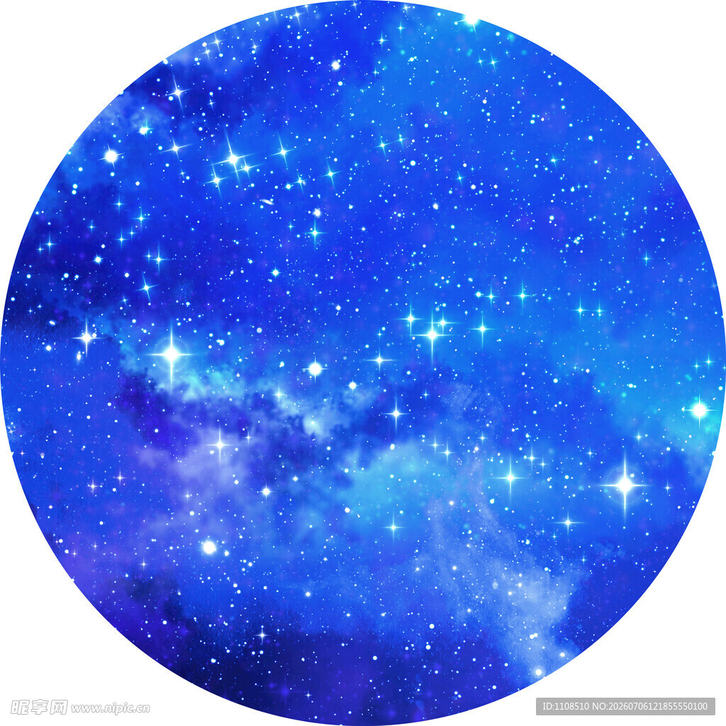 梦幻蓝色星空圆形背景图