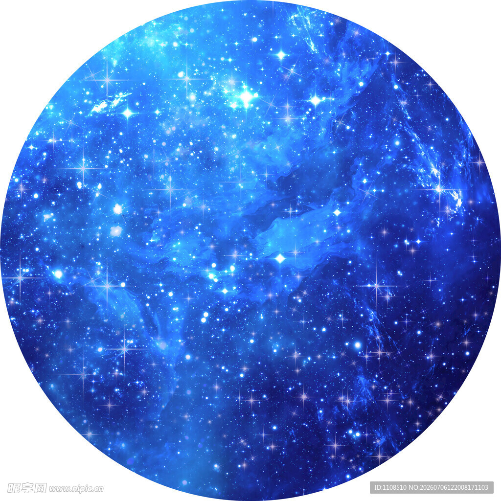 梦幻蓝色星空圆形背景图