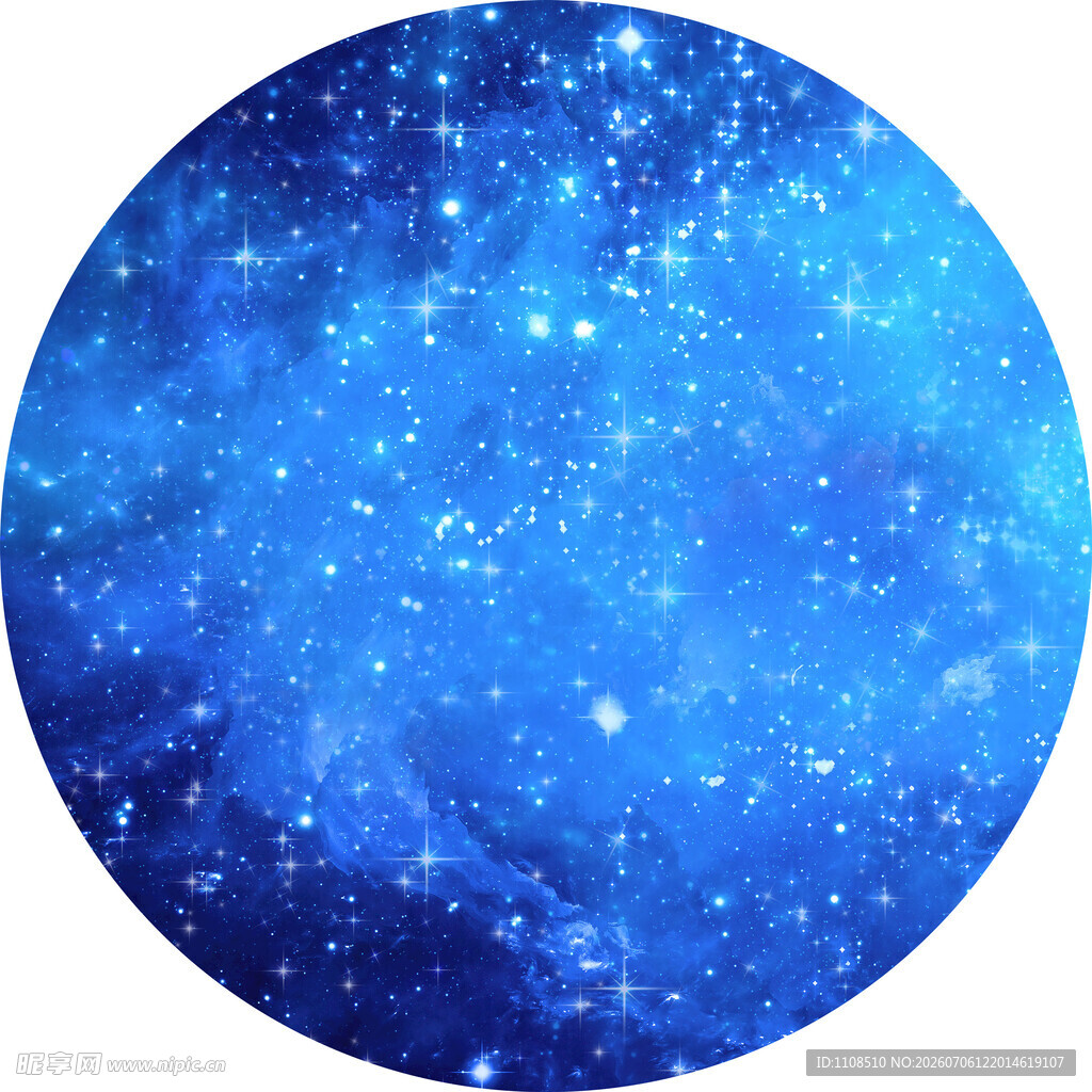 蓝色梦幻星空圆形图案