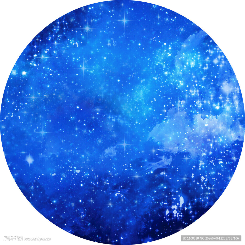 梦幻蓝色星空圆形背景图